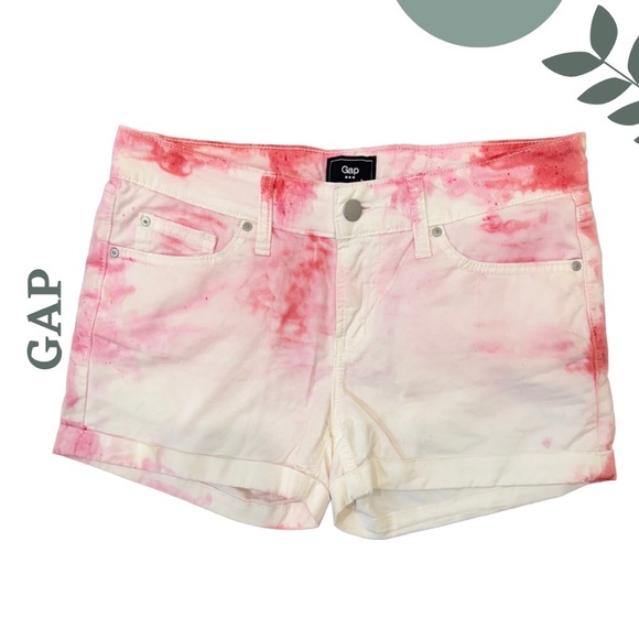 🛍️3/$40 GAP Pink Tie-Dye Cotton Stretch Shorts | Summer Festival | Size 2 - Picture 1 of 5